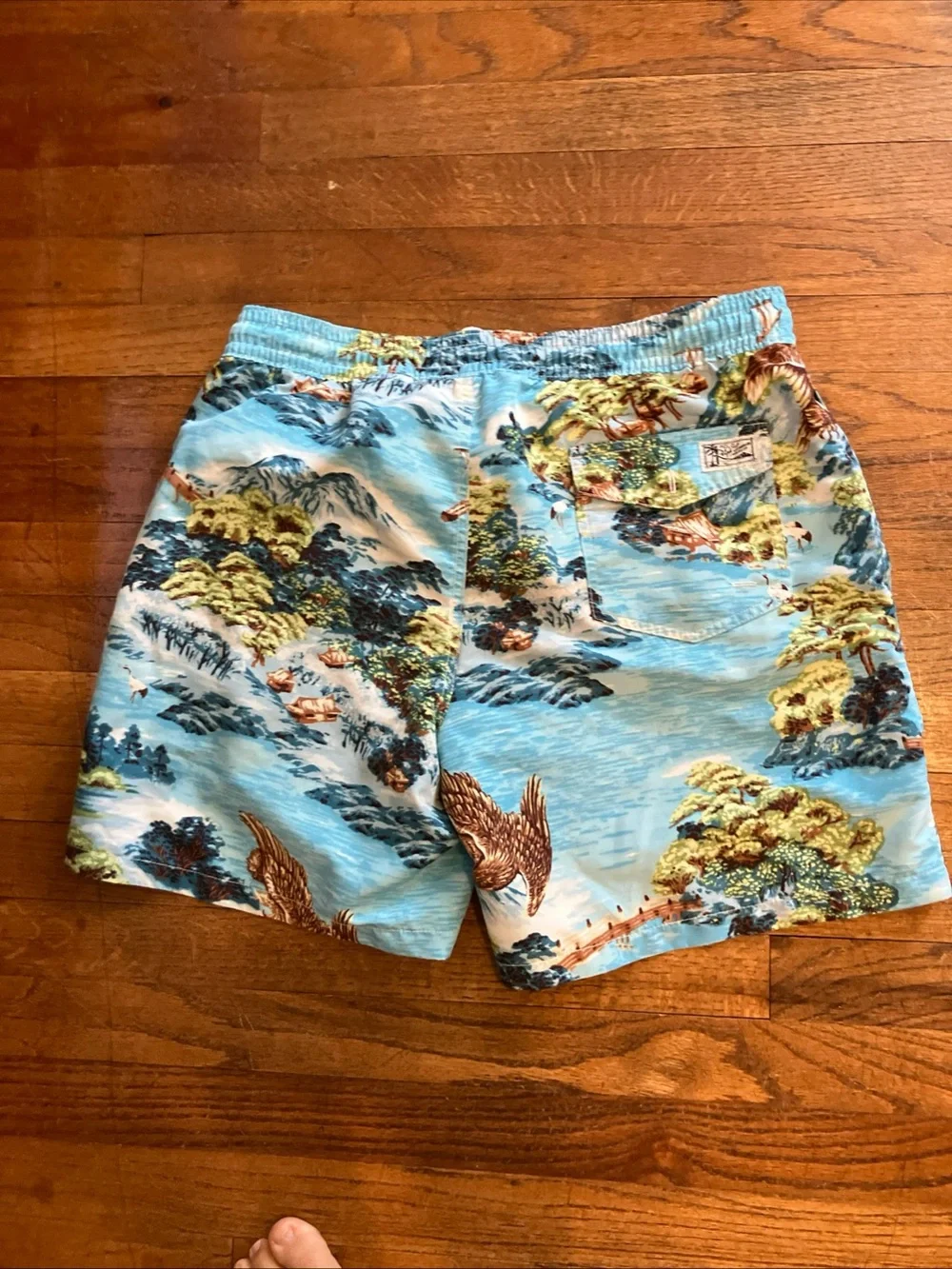 Polo Ralph Lauren Eagle / Island Landscape Swim Trunks Mens Medium